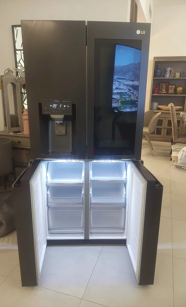 ثلاجة إل جي سليم ذات باب فرنسي باللون الأسود المطفي مع إنستا فيو GR-X29FTQKL632655990229781127