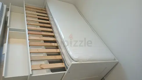 IKEA brimness Day bed with 2 storage drawers underneath and with 2 IKEA mattresses