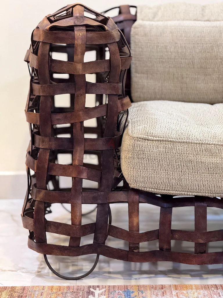 Vintage leather strap arm chair62865808677762113