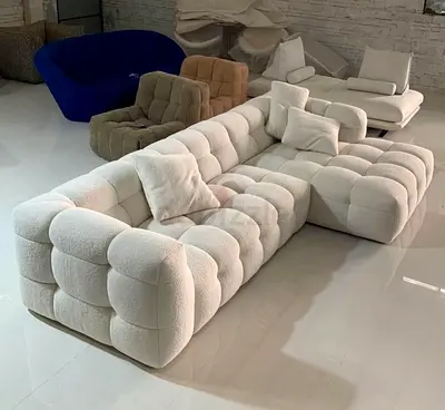 Luxurious White Boucle Sectional Sofa - Comfort Meets Style!