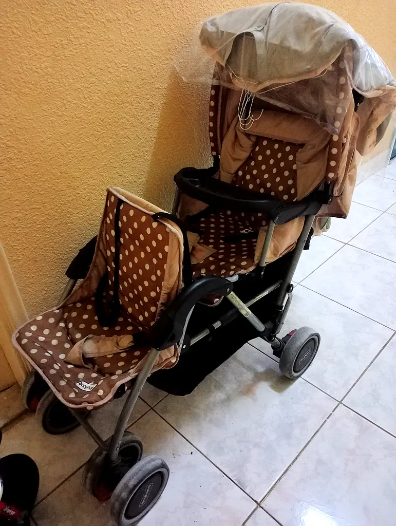 Twin stroller with free bike