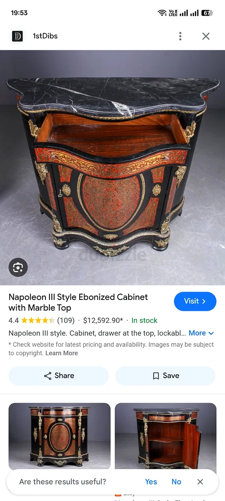 Napoleon III Style Ebonized Cabinet with Marble Top62863820335617112