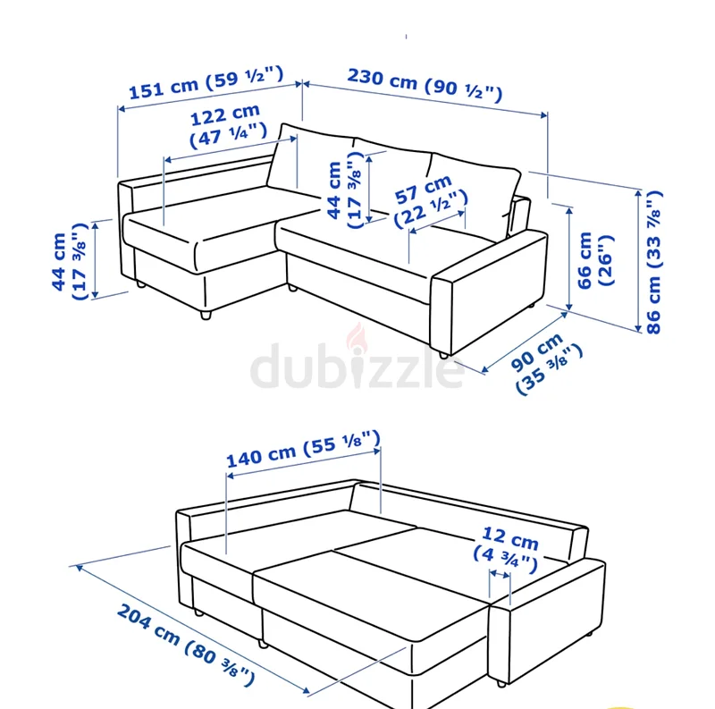 Ikea Gray Convertible Sofabed - with extra storage space62866836898051112