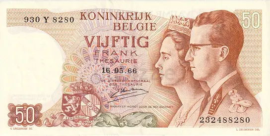 BELGIUM 50 FRANK BANKNOTE 1966
