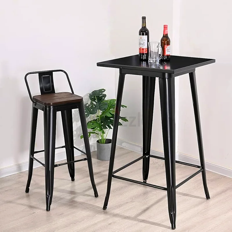 Wood Top High Cocktail Table Set with 2 Bar Chairs – Perfect for Kitchen or Dining Nook63219818295041111