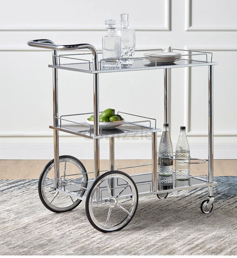 Chic Silver Serving Cart for Elegant Entertaining62863819499650113