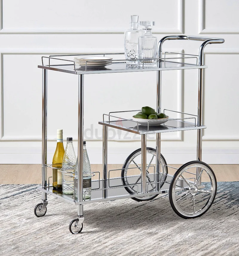 Chic Silver Serving Cart for Elegant Entertaining628638194996501129