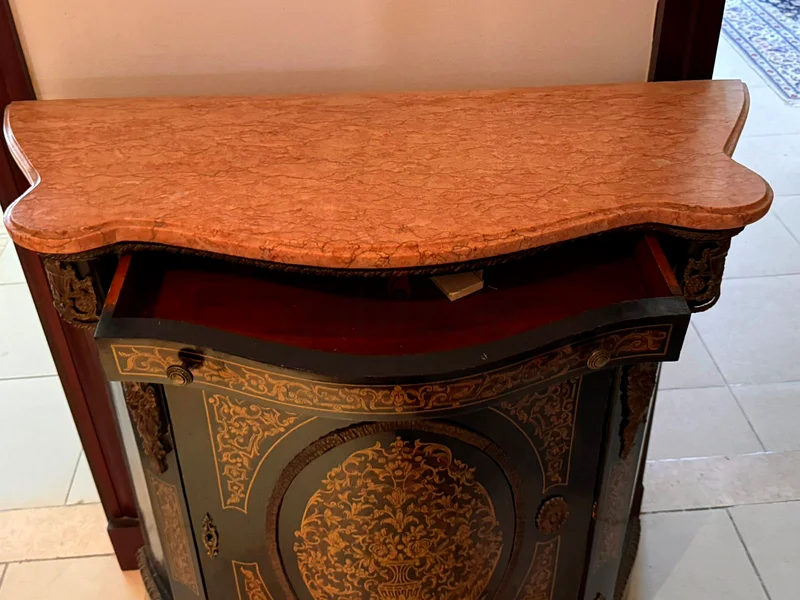 Napoleon III Style Ebonized Cabinet with Marble Top62863820335617114