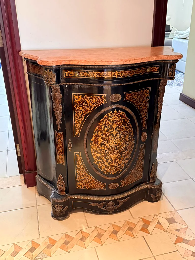 Napoleon III Style Ebonized Cabinet with Marble Top62863820335617119