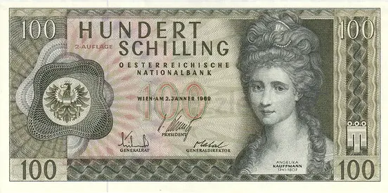 AUSTRIA 100 SHILLINGS BANKNOTE 1969