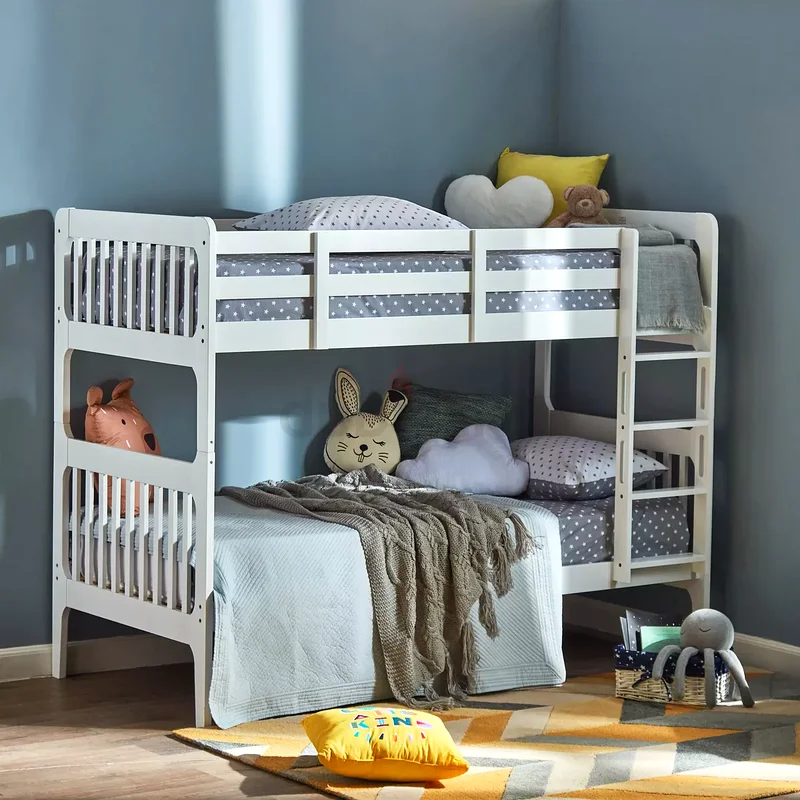 Stylish  Spacious Wooden Bunk Bed for Kids with 2 Mattresses 90*200628638202402581122