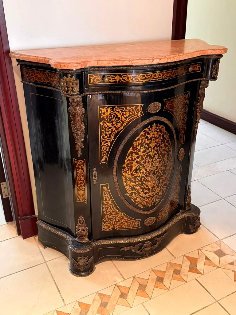 Napoleon III Style Ebonized Cabinet with Marble Top62863820335617113