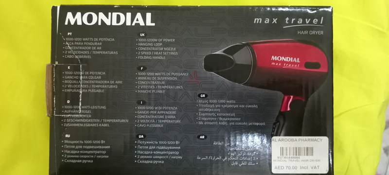 Mondial Max Travel Hair Dryer - Compact  Powerful63243682969601111