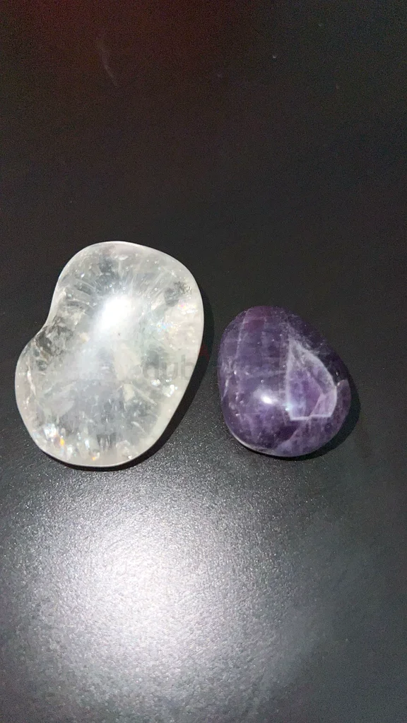 Rare Amethyst and Clear Quartz Stone Pair, Healing and Soothing Crystals63264586456577111
