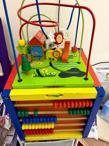 Colorful Wooden Activity Cube for Kids(with storage)