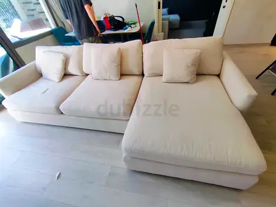 Cratebarrel beige color lshape sofa