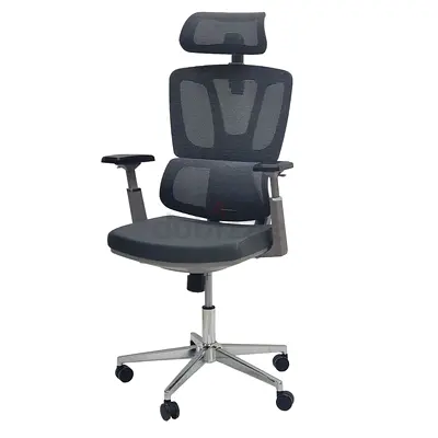 Ergonomic office chair with breathable mesh back, adjustable headrest, and armrests