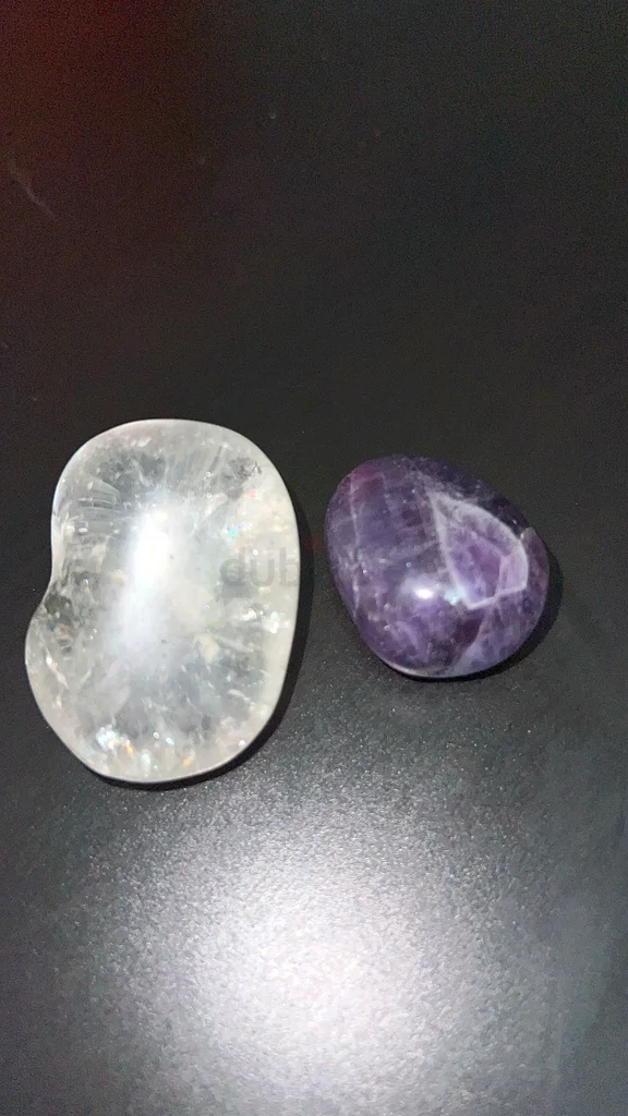 Rare Amethyst and Clear Quartz Stone Pair, Healing and Soothing Crystals63264586456577110