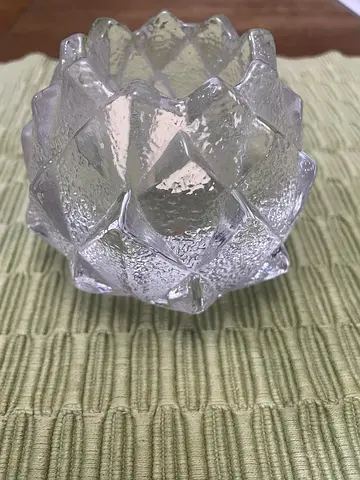 Orrefors Sweden Crystal Art Glass Firefly Artichoke Votive Candle Holder Clear