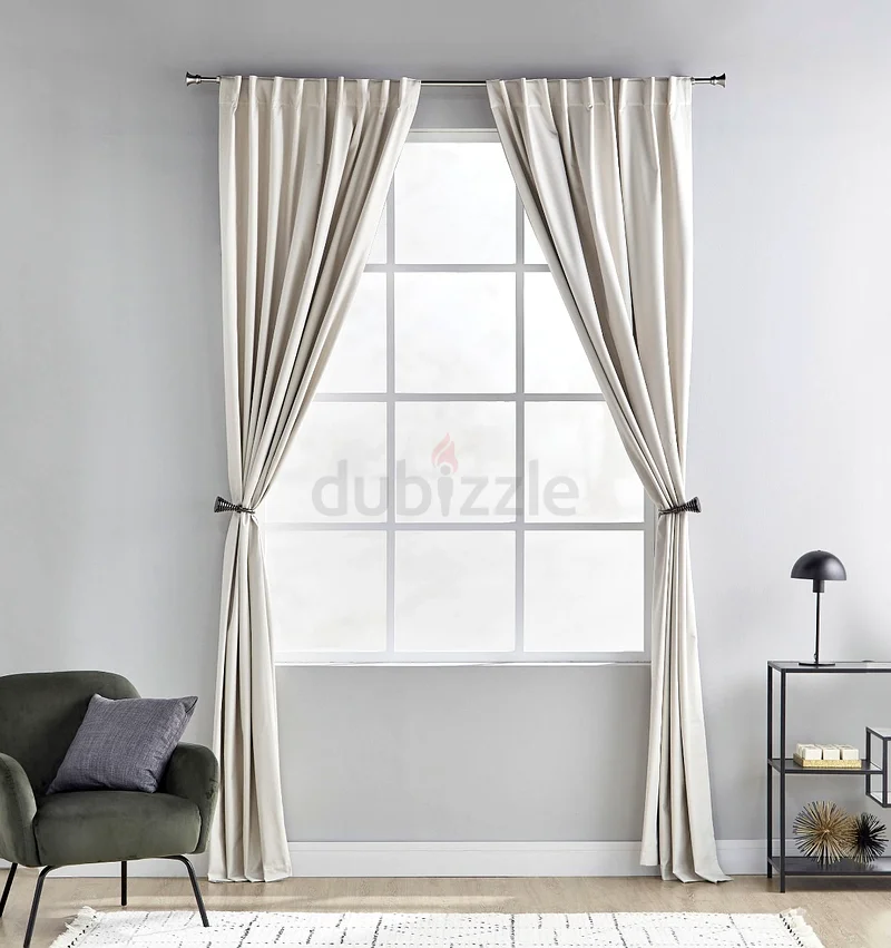Home Centre Stella Coated 2-Piece Blackout Curtain Set - 140x300 cm Beige63222346016642114