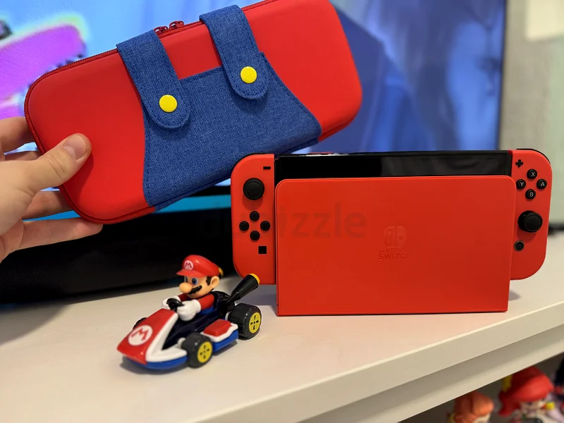 Nintendo Switch Oled exclusive Mario edition !.. full set with case + mario party game63173869148033111