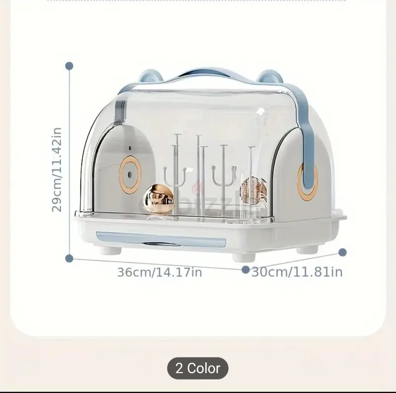 Spacious Dust-Proof Feeding Essentials Organizer with Lid - White  Blue, Countertop Storage Box wit628638249185291121