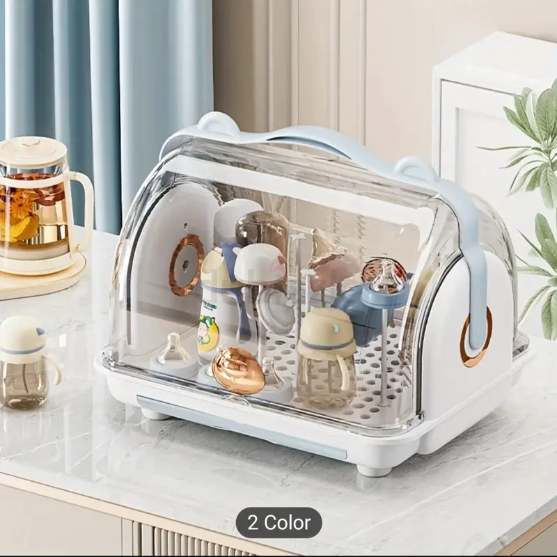 Spacious Dust-Proof Feeding Essentials Organizer with Lid - White  Blue, Countertop Storage Box wit62863824918529112