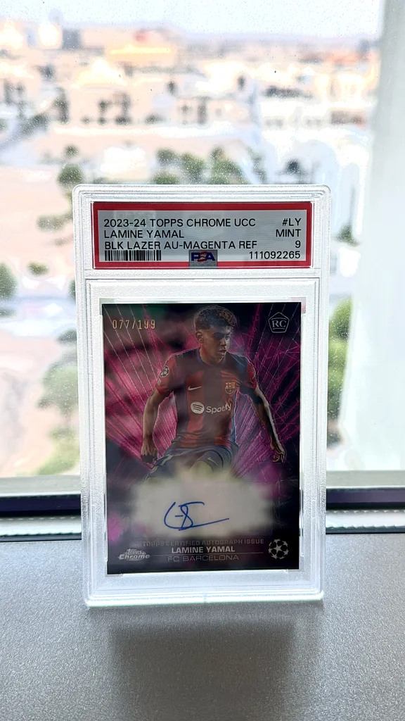 2023-24 Topps Chrome UCC Laminé Yamal بطاقة المبتدئين - حالة ممتازة!63265093314434115