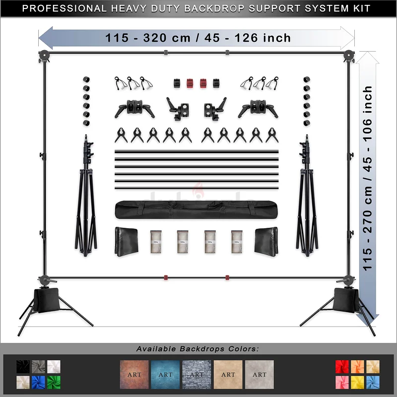 (Exclusive) Heavy Duty Studio Backdrop Support System Kit632651023335711123