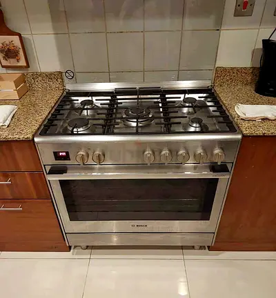 Bosch 8Series 5 Burner Gas Electric Oven Cooker 90cm HSB738357M Stainless Steel