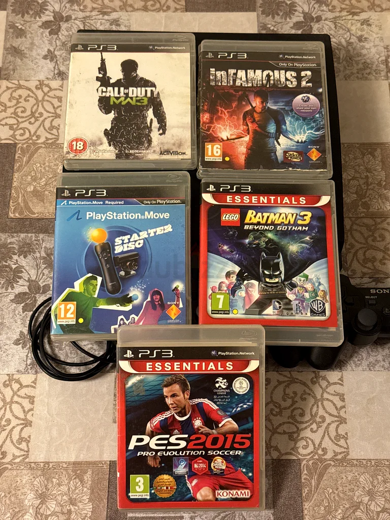 بلاي ستيشن 3 - حزمة وحدة تحكم PS3 مع الألعاب والوحدات التحكم62935676259841111