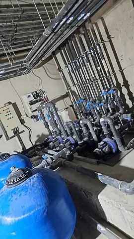 Swimming pool new faxing pump room old pump room repair
