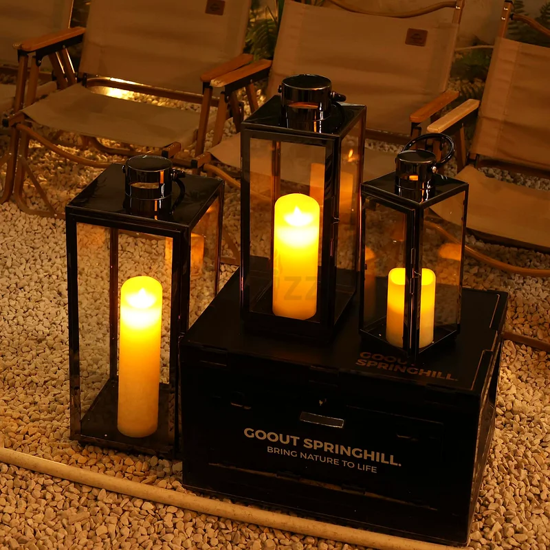 3-PC Set Jumbo Luxury Modern Indoor/Outdoor Hurricane Candle Lantern Set with Chrome Plated Structur63220322591233113