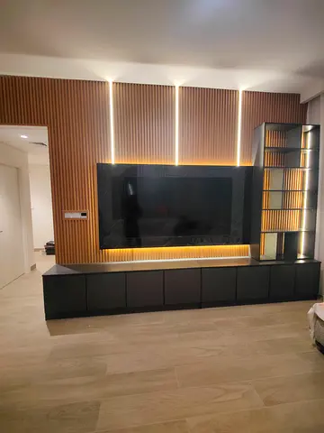 Stylish Modern Entertainment Center with LED Lighting