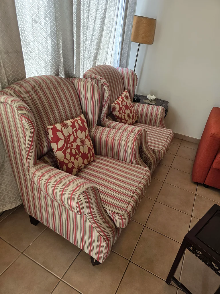 Charming Striped Armchair Set for Cozy Living Room.  Set of 262863819698050112