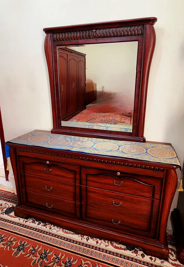 Stunning Classic Wooden bed frame, side tables, 6 doors wardrobe, - Elegant Addition to Your Home62863822447489110