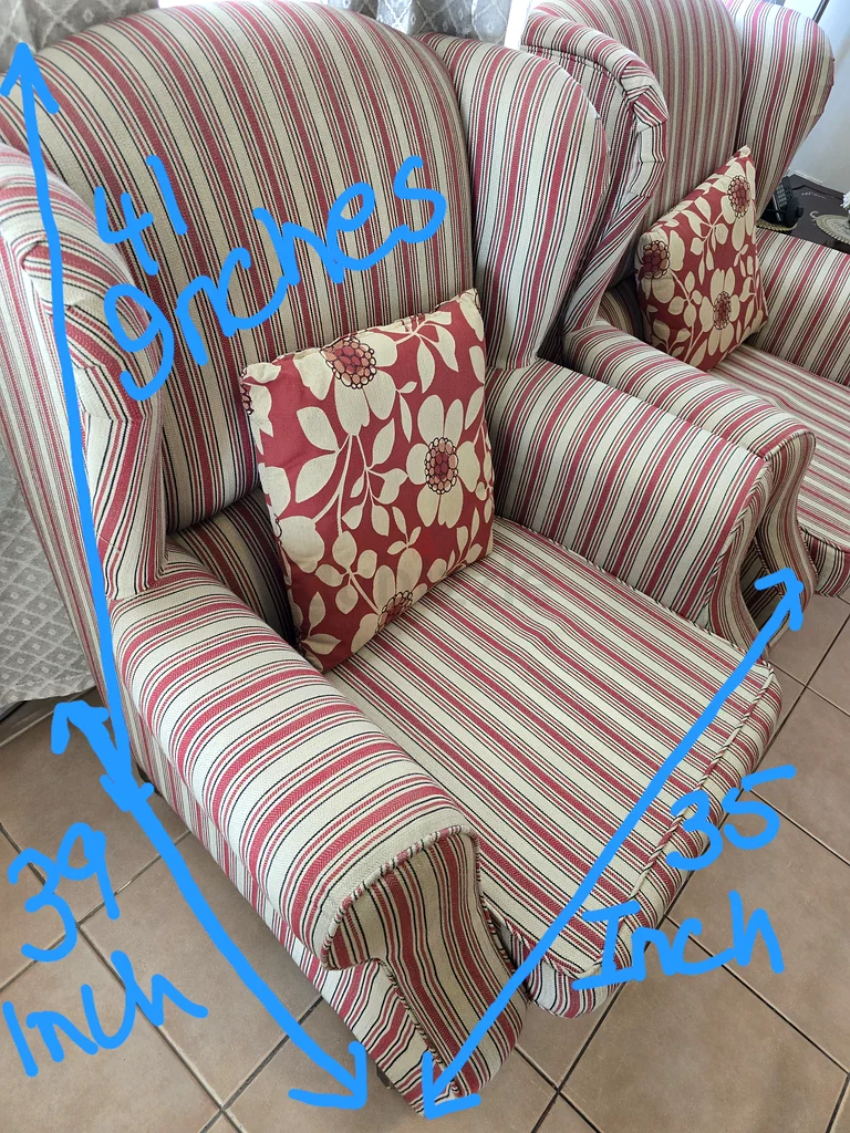 Charming Striped Armchair Set for Cozy Living Room.  Set of 262863819698050111