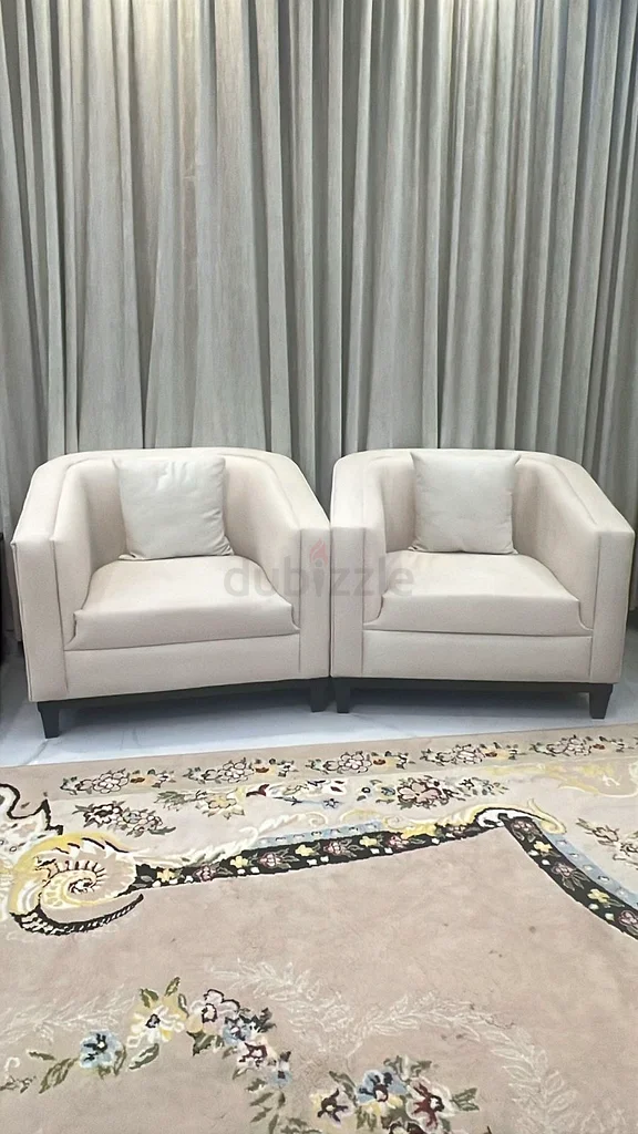 Stylish Pair of Cream Armchairs - Modern Comfort62863822482947113