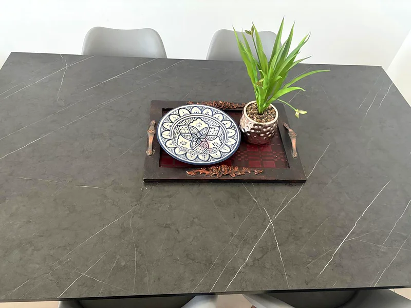 Stylish dining table with 6 chairs - Purchased from Pan Emirates63216833301122111