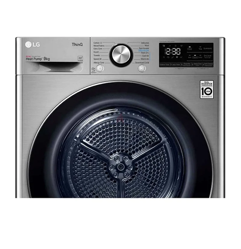 مجفف إل جي جديد كليًا سعة 9 كجم، مجفف بمضخة حرارية، لون فضي، موديل RC90V9EV2W، بدون صندوق63265598972291113