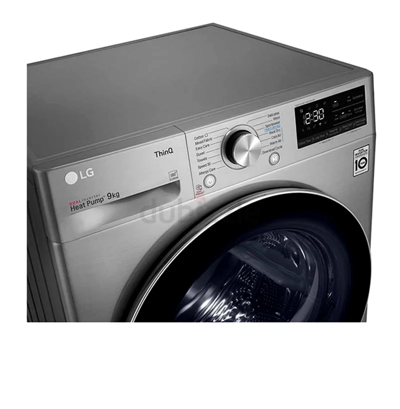 مجفف إل جي جديد كليًا سعة 9 كجم، مجفف بمضخة حرارية، لون فضي، موديل RC90V9EV2W، بدون صندوق632655989722911117