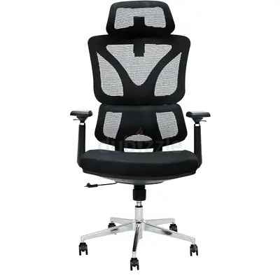 Ergonomic office chair with breathable mesh back, adjustable headrest, and armrests