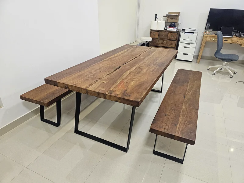 Crate and Barrel Dining Table With Two Benches62863820646401113