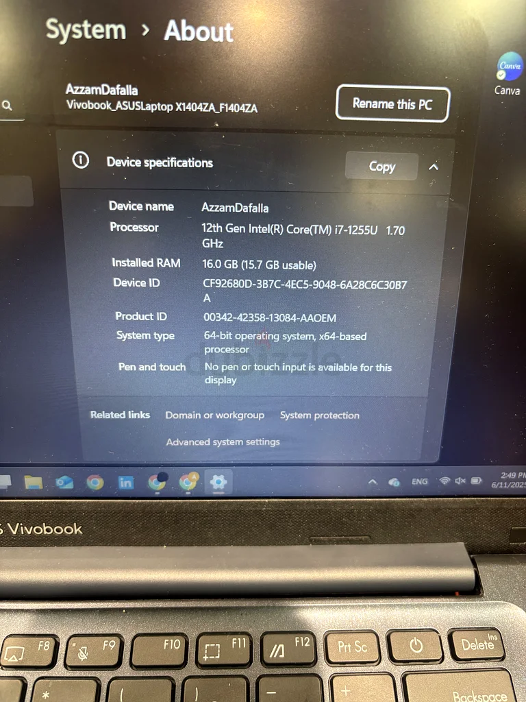 Asus Vivobook 14 بوصة | i7 | 16 جيجابايت رام | 512 جيجابايت SSD - للبيع!63265601153283113
