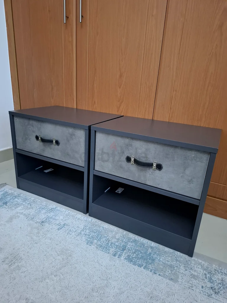 Two Retro Night Stands - Dark Grey631793861349131124