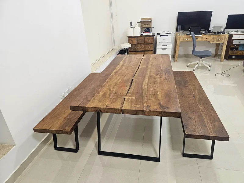 Crate and Barrel Dining Table With Two Benches62863820646401111