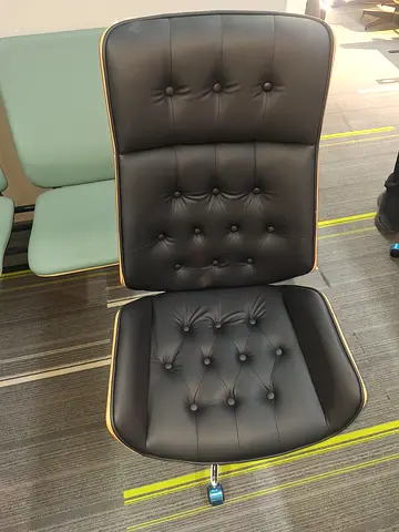 black leather wooden office chair