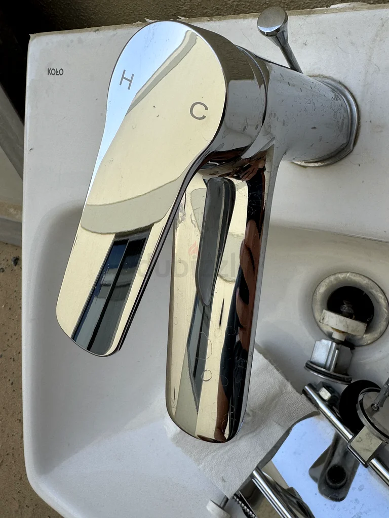 Sleek Chrome Basin Mixer Tap + Sink + Pipe Cover63216355049347114