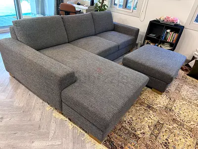 Selling brand new condition ikea Sorvallen Lshape sofa and storage footstool