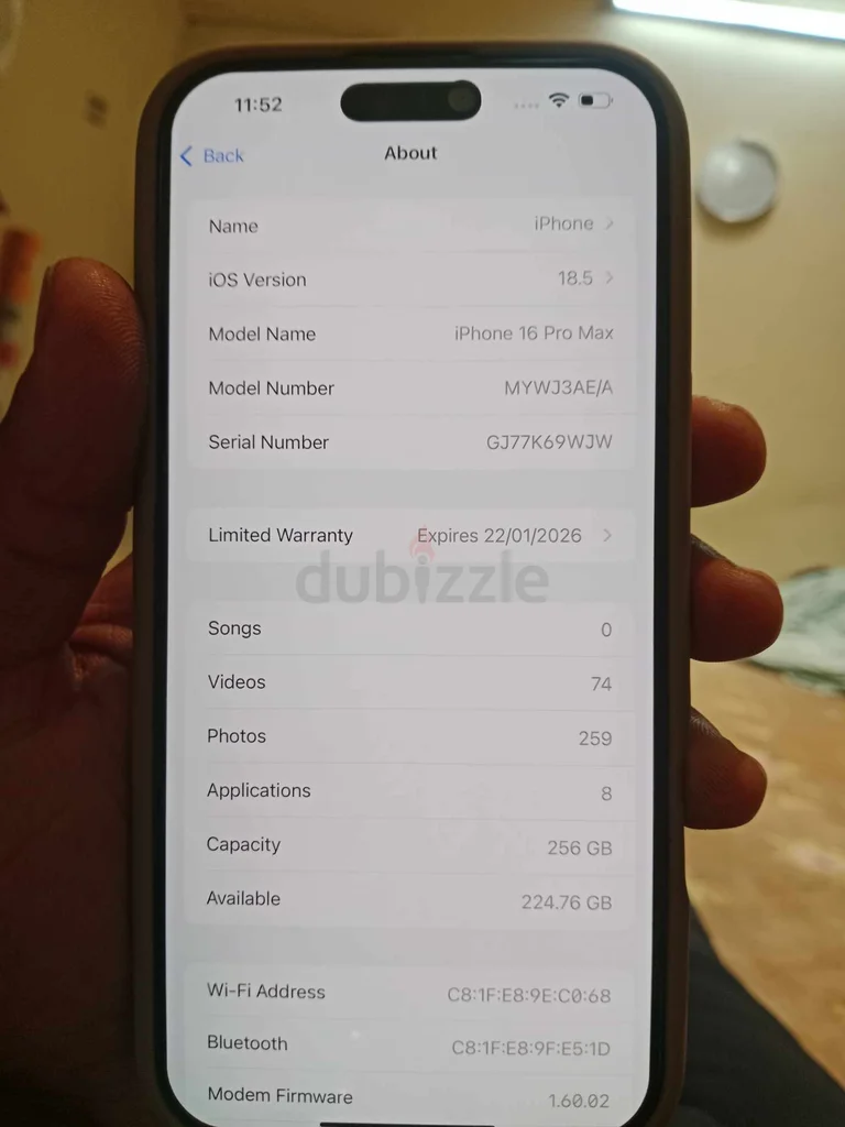 آيفون 16 برو ماكس، 256 جيجا، صحة البطارية 100%، مستعمل قليلاً62930654181121113